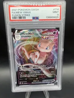 Mew VMAX 114/264 Swsh08: Fusion Strike Holo PSA 9 Pokemon Mint Full Art - Image 1
