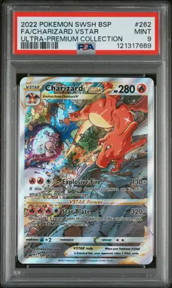 2022 POKEMON SWSH BLACK STAR PROMO #262 FULL ART/CHARIZARD VSTAR PSA 9 - Image 1