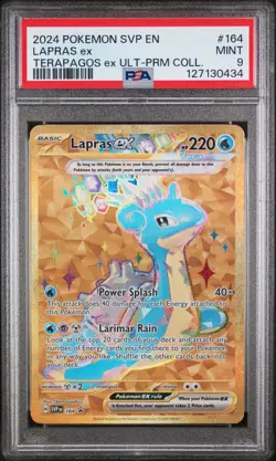 LAPRAS EX #164 BLACK STAR PROMO TERAPAGOS EX UL PREM COLL 2024 POKEMON SVP PSA 9 - Image 1