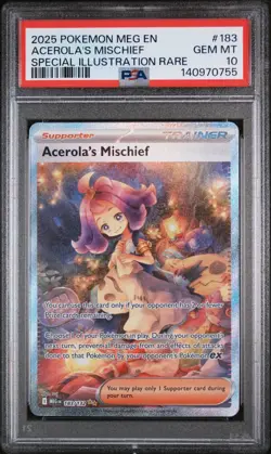 2025 POKEMON MEGA EVOLUTION SPECIAL ILLUSTRATION RARE ACEROLA'S MISCHIEF PSA 10 - Image 1