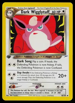 Pokemon Card - Dark Wigglytuff Neo Destiny 40/105 Uncommon 1st Edition - Image 1
