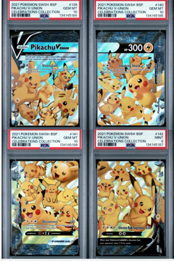 Pikachu V Union 4 Card Set English PSA Sequential Collection Celebrations - Image 1