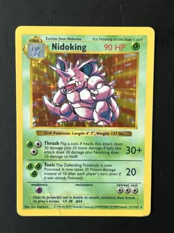 Pokemon TCG Nidoking Base Set Shadowless Holo Rare Card 11/102 Damaged - Image 1