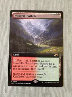 MTG Magic the Gathering Wooded Foothills Modern Horizons 3 Extended Art NM/Mint - Image 1
