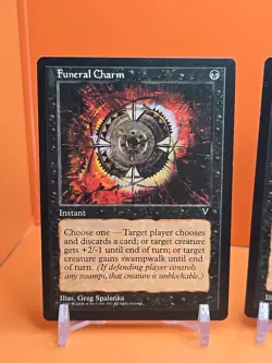 ⚫⚫⚫ (4) 1996 Magic The Gathering VISIONS FUNERAL CHARM PLAYED ⚫⚫⚫ - Image 2