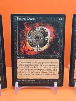 ⚫⚫⚫ (4) 1996 Magic The Gathering VISIONS FUNERAL CHARM PLAYED ⚫⚫⚫ - Image 3