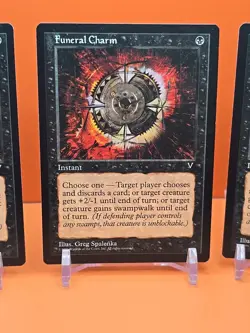 ⚫⚫⚫ (4) 1996 Magic The Gathering VISIONS FUNERAL CHARM PLAYED ⚫⚫⚫ - Image 4