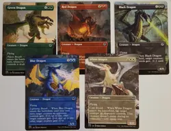 White Blue Red Black Green Dragon Borderless MTG AFR Alt Art NM Chromatic - Image 1