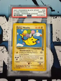 2001 WOTC POKEMON PROMO FLYING PIKACHU #25 BLACK STAR PROMO PSA 10 GEM MINT - Image 1