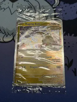 SWIRL Pokemon Raging Bolt 111/142 Stellar Crown Stamped Promo Holo RARE Sealed - Image 3