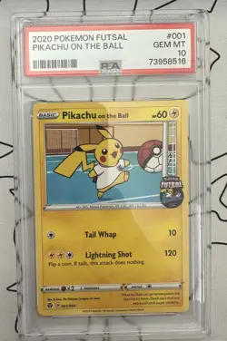 2020 POKEMON FUTSAL #001 PIKACHU ON THE BALL PSA 10 - Image 1