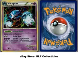 2010 Pokemon, HGSS Unleashed Deck Exc., #4/95 Metagross, Cracked Ice Holo Rare - Image 1