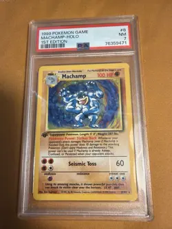 1999 Pokemon Base Set Machamp 1st Edition Holo #8 PSA 7 - Image 1