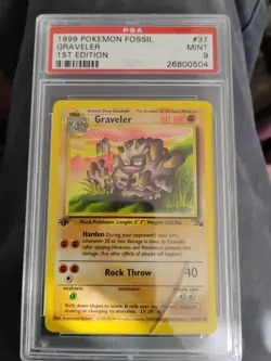 19999 Pokemon Fossil Graveler 1st Edition PSA 9 Mint #37 - Image 1