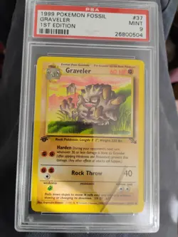 19999 Pokemon Fossil Graveler 1st Edition PSA 9 Mint #37 - Image 3
