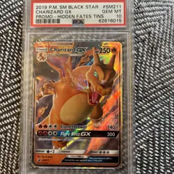 Charizard GX PSA10 2019 P.M. SM Black Star Hidden Fates Tins Promo Pokemon Card - Image 1