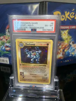 PSA 6 EX-MT Machamp Base Set 1st Edition Shadowless Holo Pokemon Card 8/102 HA - Image 2