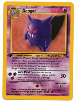 Pokemon Card: Gengar 20/62 1st Edition Fossil Set Vintage Rare! - Image 1