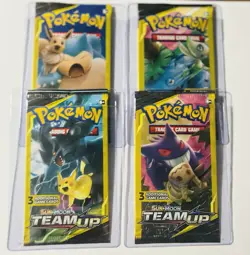 Pokemon Tcg Team Up 3-Card Mini Booster Pack x4 - Sealed Pack Art Set - Image 1