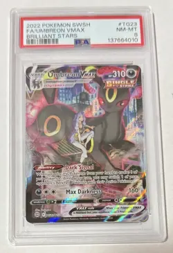 Pokemon TCG Holo Ultra Rare Umbreon Vmax TG23/TG30 Brilliant Stars PSA 8 - Image 1