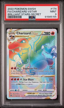 Pokemon Charizard VSTAR Brilliant Stars #174 Secret Rare Rainbow - PSA 9 MINT 🔥 - Image 1