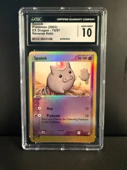 2003 Pokemon Spoink Reverse Holo 74/97 Ex Dragon English CGC 10 - Image 1