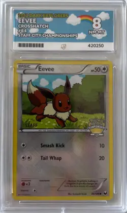 Pokemon Graded Card - Eevee Crosshatch 84 STAFF City Championships - Ace NM-MT 8 - Image 4