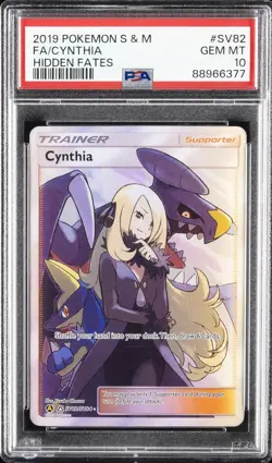 2019 POKEMON SUN & MOON HIDDEN FATES #SV82 FULL ART/CYNTHIA PSA 10 - Image 1