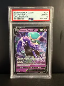 2021 Pokemon Shadow Rider Calyrex V 74/198 Chilling Reign English PSA 10 - Image 1