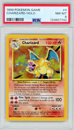 1999 Pokemon Game Charizard 4/102 Holo PSA 8 - Image 1