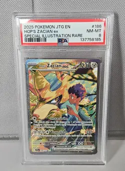 Pokemon Journey Together Hop's Zacian EX SIR #186 PSA 8 - Image 1