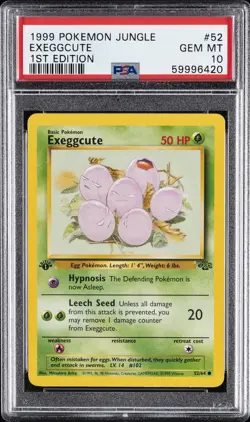 1999 POKEMON JUNGLE 1ST ED #52 EXEGGCUTE PSA 10 - Image 1