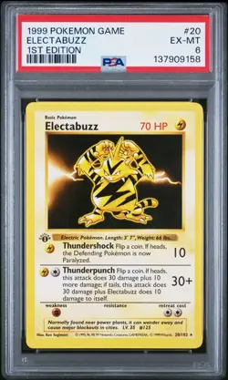 1999 POKEMON GAME #20 ELECTABUZZ 1ST EDITION (PSA 6) - Image 1