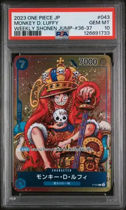 PSA 10 - Monkey D. Luffy - P 043 Promo - One Piece Japanese - Weekly Shonen Jump - Image 1