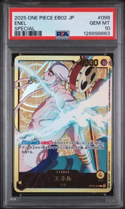 PSA 10 - Enel - OP05 098 L Gold EB02 - Japanese One Piece Anime 25th Collection - Image 1