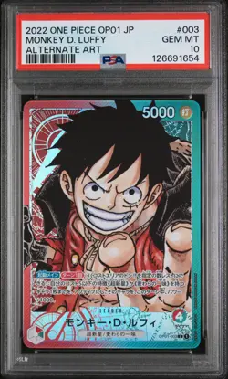 PSA 10 - Monkey D. Luffy - OP01 003 AA Leader - Japanese One Piece Romance Dawn - Image 1