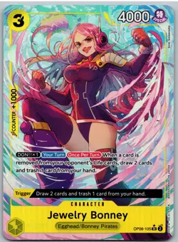 Jewelry Bonney (Parallel) OP08-105 Super Rare Two Legends One Piece NM - Image 1