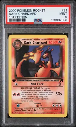 2000 POKEMON ROCKET #21 DARK CHARIZARD PSA 9 - Image 1