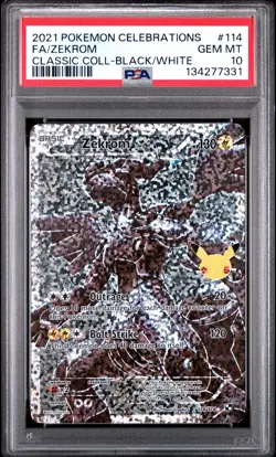 2021 Pokemon Celebrations Classic Collection Zekrom 114/114 PSA 10 Gem Mint - Image 1