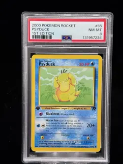 Psyduck #65 1st Edition Team Rocket 2000 Pokemon PSA 8 💦 - Image 1