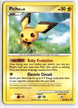 Pokemon TCG Pichu 45/100 Diamond & Pearl: Stormfront Regular - Image 1