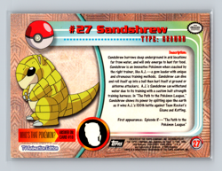 Pokemon Topps TV Animation Edition 1999 Black Logo #27 Sandshrew - Image 2