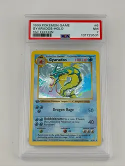 1999 Pokemon Base Set Holo 1st Edition #6 Gyarados PSA 7 - Image 1