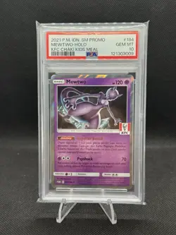 2021 POKEMON INDONESIAN SM PROMO KFC CHAKI KIDS MEAL #184 MEWTWO-HOLO PSA 10 - Image 1