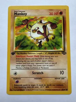 Pokemon TCG Mankey Jungle 55/64 Regular 1st Edition Common - Image 1