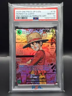 2025 ONE PIECE OP13 RED MANGA ALTERNATE ART #118 MONKEY D LUFFY - Image 1