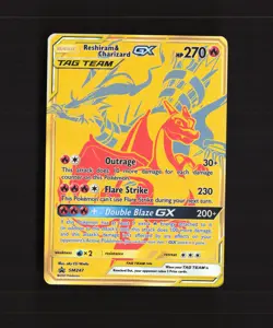 Reshiram & Charizard GX SM247 Full Art Black Star Promo Holo Pokemon Card NM - Image 1