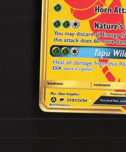 Tapu Bulu GX SV91/SV94 Hidden Fates Full Art Shiny Holo Rare Pokemon Card NM - Image 5