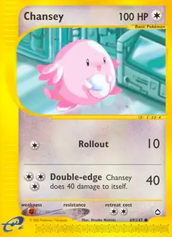 Chansey 69/147 Common Aquapolis Pokemon Card - Image 1