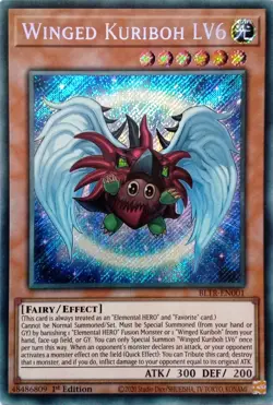 YU-GI-OH CARD BLTR-EN001 WINGED KURIBOH LV6 SECRET RARE MINT - Image 1